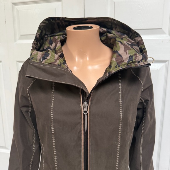 Goode Rider Women's Size Small Singing in the Rain Brown Jacket with Hood - Picture 7 of 15